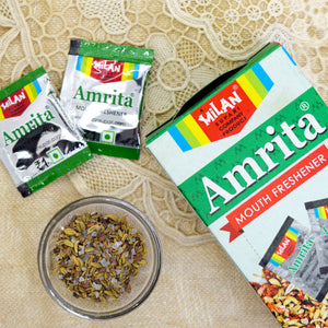 AMRITA MOUTH FRESHENER - Ideal After-meal Mint - No Artificial Sweetener - FREE SHIPPING - No Supari - 3 boxes (150 sachets)