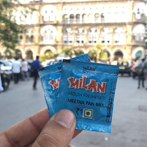 Milan Meetha - 1 Box (50 sachets) - Crisp, Cool & Sweet Taste - Cleans Your Mouth - Contains Traditional Ingredients - No Supari