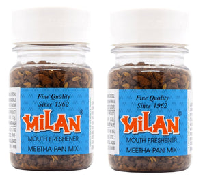 MILAN MEETHA - Mouth Freshener - Crisp, Cool & Sweet Taste - Freshens Your Breath - Cleans Your Mouth - Contains Traditional Ingredients - FREE SHIPPING - No Supari - 2 Bottles