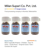 Load image into Gallery viewer, Milan Sugandhi Khajoor 75g - Easy To Chew - Small Pieces - Original Classic Taste - Contains No Supari - Pack of 4 (Free Shipping)