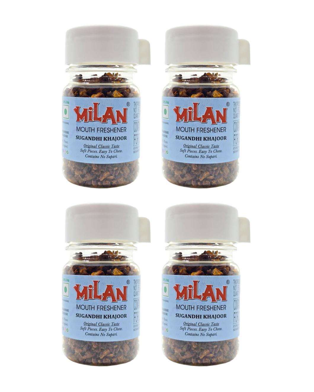 Milan Sugandhi Khajoor 75g - Easy To Chew - Small Pieces - Original Classic Taste - Contains No Supari - Pack of 4 (Free Shipping)