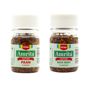 Amrita Supari Combo Pack - PAAN & RICH MINT FLAVOUR - 2 Bottles -(75g each) - Soft & Small Pieces - Easy To Chew - Free Shipping