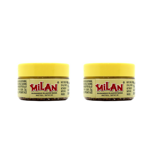 MILAN SUGANDHI ELAICHI DANA - With Silver Waraq - Fresh & Fragrant - Sweetens your mouth & cleans your breath - Convenient pack - 2 Containers - Free Shipping