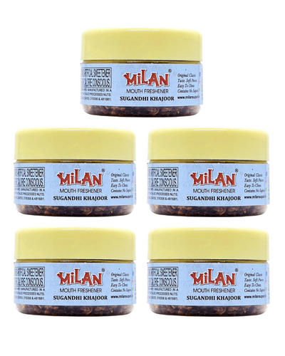 Milan Sugandhi Khajoor 30g - Easy To Chew - Small Pieces - Buy This if You Love the Taste of Milan Supari - 5 Dibbis (Free Shipping)