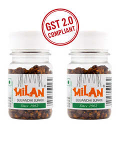 Milan Sugandhi Supari - 2 Bottles (75g each) - Original Classic Flavour - Fine Quality Since 1962 - FREE SHIPPING