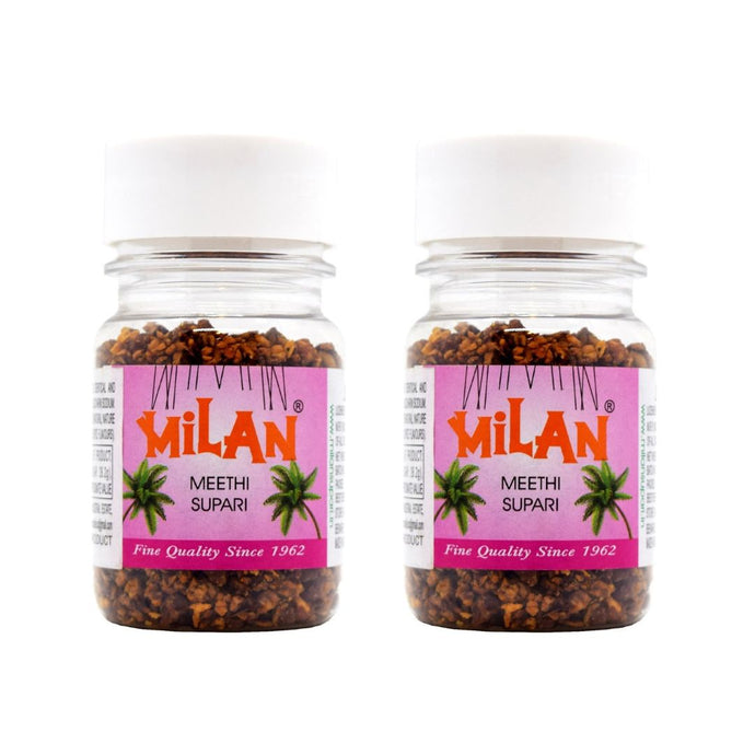 Milan Meethi Supari - 2 Bottles (75g each) - MEETHI FLAVOUR - Soft & Small Pieces - Easy To Chew - Free Shipping