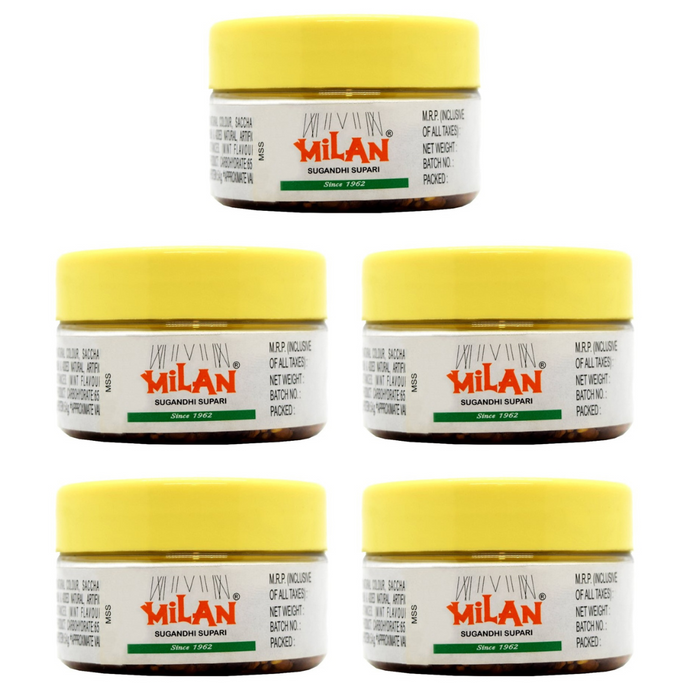 Milan Sugandhi Supari - 5 Containers (30g) - Original Flavour - Soft & Small Pieces - Fine Quality Since 1962 - Free Shipping
