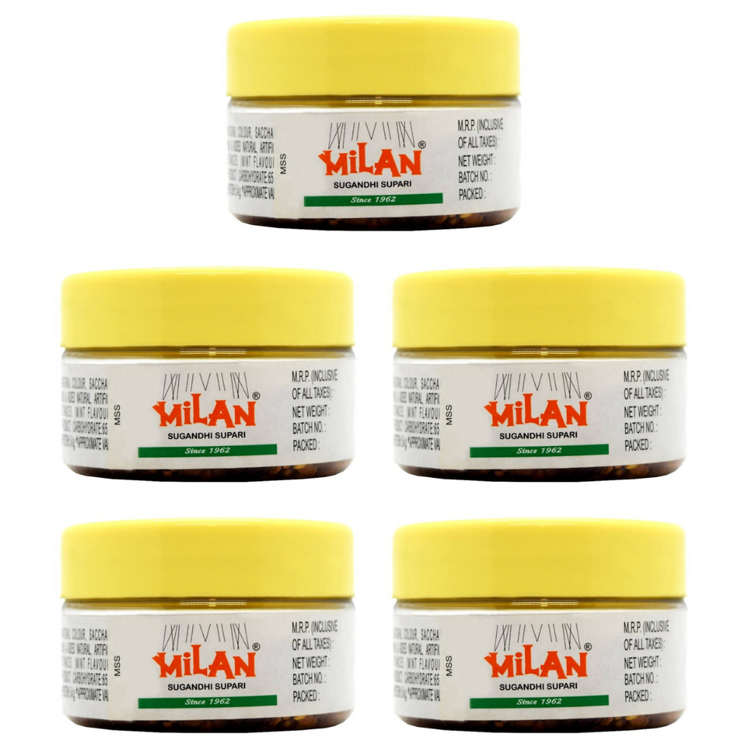 Milan Sugandhi Supari - 5 Containers (30g) - Original Flavour - Soft & Small Pieces - Fine Quality Since 1962 - Free Shipping