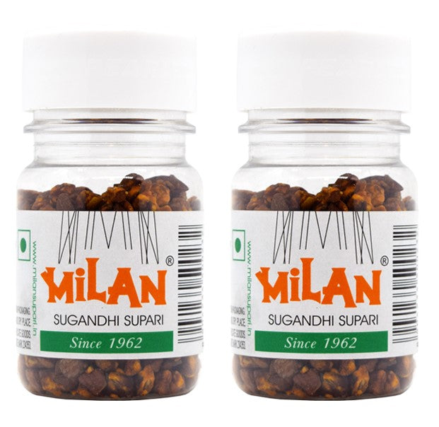 Milan Sugandhi Supari - 2 Bottles (75g each) - Original Classic Flavour - Fine Quality Since 1962 - FREE SHIPPING (Limited Offer)