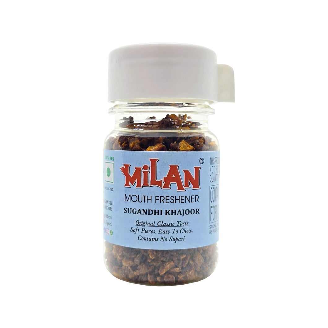 Milan Sugandhi Khajoor 75g - Easy To Chew - Small Pieces - Original Classic Taste - Contains No Supari - 1 Bottle (Free Shipping)