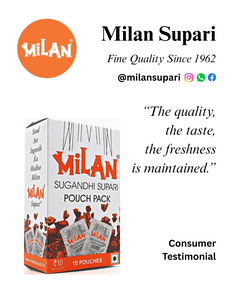 Milan Sugandhi Supari - 4 Boxes (10 Pouches / Box) - Original Classic Flavour - FREE SHIPPING  - Fine Quality Since 1962