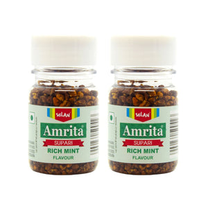 Amrita Supari Rich Mint Flavour - 2 Bottles (75g each) - RICH MINT FLAVOUR - Soft & Small Pieces - Easy To Chew - Free Shipping