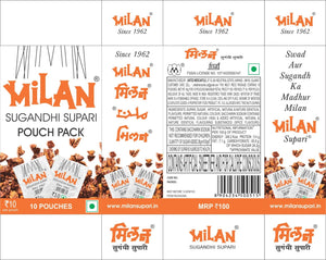 Milan Sugandhi Supari - 4 Boxes (10 Pouches / Box) - Original Classic Flavour - FREE SHIPPING  - Fine Quality Since 1962