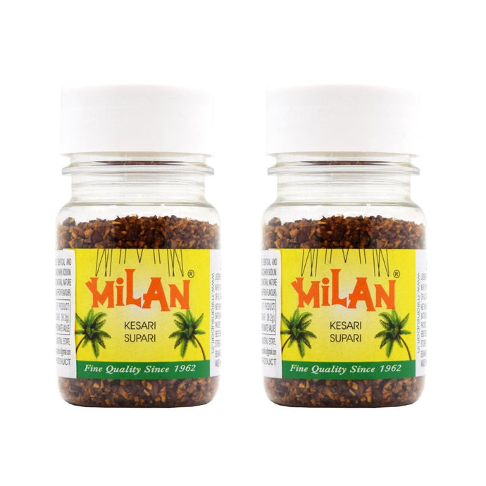 Milan Kesari Supari - 2 Bottles (75g each) - KESARI FLAVOUR - Soft & Small Pieces - Easy To Chew - Free Shipping
