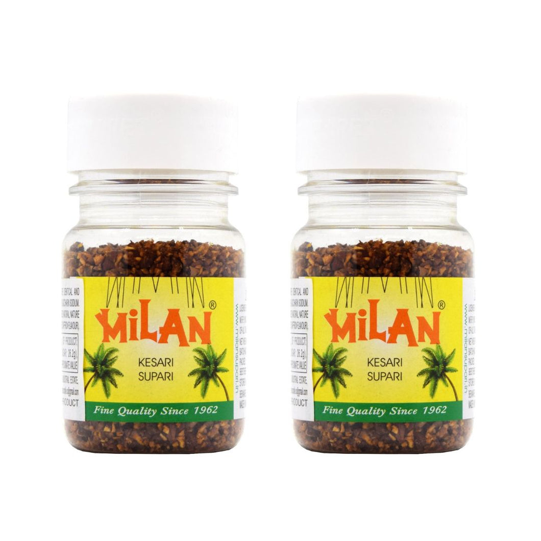 Milan Kesari Supari - 2 Bottles (75g each) - KESARI FLAVOUR - Soft & Small Pieces - Easy To Chew - Free Shipping