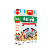 Load image into Gallery viewer, Amrita Mouth Freshener 50s - 1 box - Cleans your mouth - Covers bad odours - Ingredients help digestion - No artificial sweeteners - No artificial colour - No artificial flavour - Non supari - Ideal after meal mint -