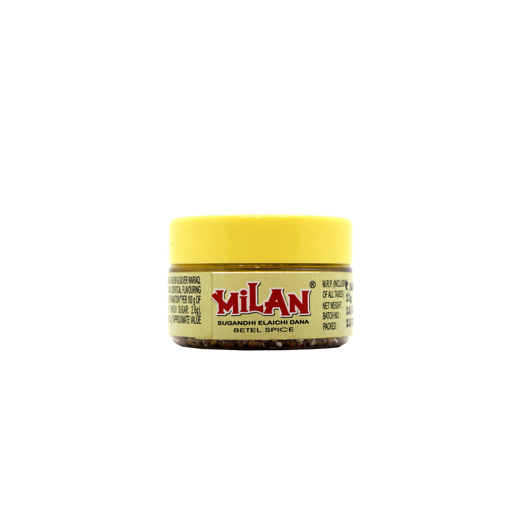 Milan Sugandhi Elaichi Dana - Betel Spice - Minty Fresh -Coated with Silver waraq - Flavoured Cardamom - Elaichi mukhwas