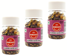 Load image into Gallery viewer, Emesko Almond-Dates Mix - 3 Bottles - Sweet, Savoury &amp; Crunchy - No Sugar Added &amp; Nothing Fried