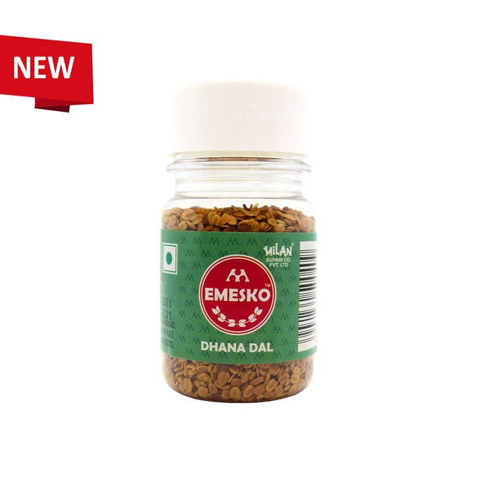 Emesko Dhana Dal - 1 Bottle - Lightly Salted Coriander Seeds - A New Twist on Your Favourite Childhood Snack - Easy to Carry