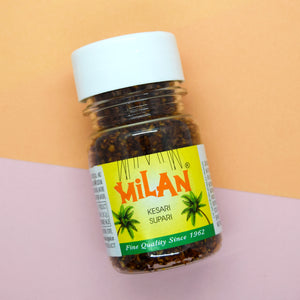 Milan Kesari Supari - 3 Bottles (75g each) - KESARI FLAVOUR - Soft & Small Pieces - Easy To Chew - Free Shipping
