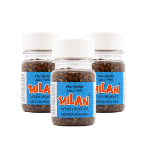 MILAN MEETHA PAN MIX - Crisp, Cool & Sweet Taste - Freshens Your Breath - Cleans Your Mouth - Contains Traditional Ingredients - No Supari - 3 Bottles