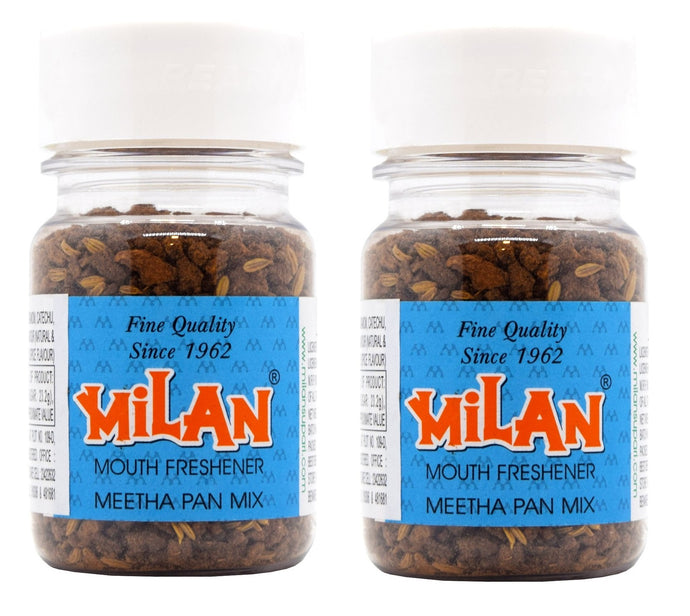 MILAN MEETHA - Mouth Freshener - Crisp, Cool & Sweet Taste - Freshens Your Breath - Cleans Your Mouth - Contains Traditional Ingredients - FREE SHIPPING - No Supari - 2 Bottles