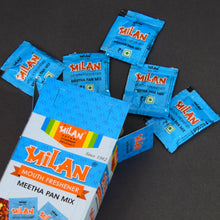 Load image into Gallery viewer, Milan Meetha Pan Mix - 1 Box (50 sachets) - Crisp, Cool &amp; Sweet Taste - Cleans Your Mouth - Contains Traditional Ingredients - No Supari