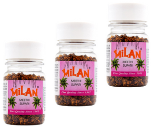 Milan Meethi Supari - 3 Bottles (75g each) - MEETHI FLAVOUR - Soft & Small Pieces - Easy To Chew - Free Shipping