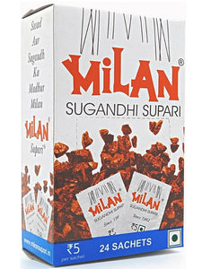 Milan Sugandhi Supari - 3 boxes (24 sachets per box) - Original Flavour - Fine Quality Since 1962